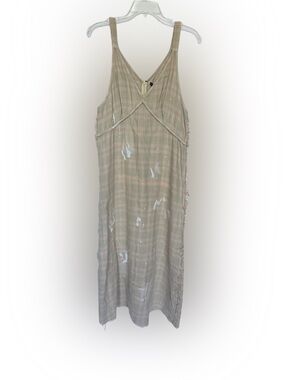 R13 Women Dress Khaki Overdye Plaid Size S Grunge Slip NWT 100% Cotton